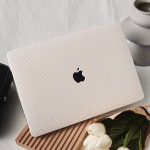 Beige Check Leather Case Monuments Case MacBook Pro 13M1
